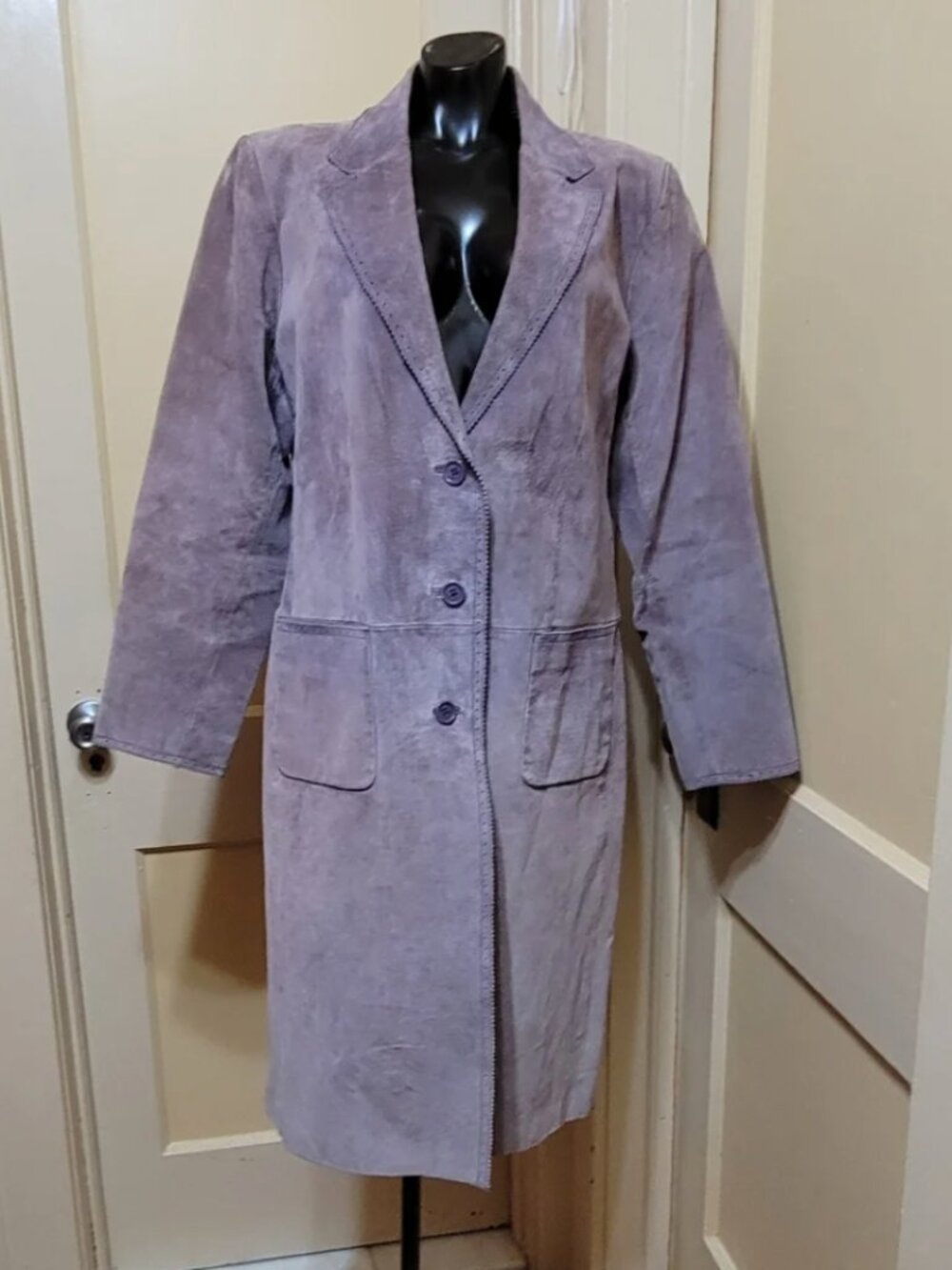 Vintage Bagatelle Lilac Suede Single Breasted Women's size large Coat